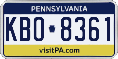 PA license plate KBO8361