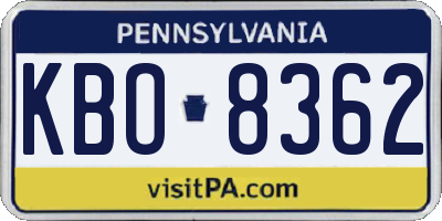 PA license plate KBO8362