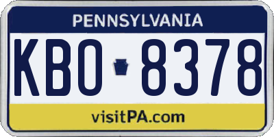 PA license plate KBO8378