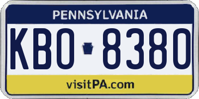 PA license plate KBO8380