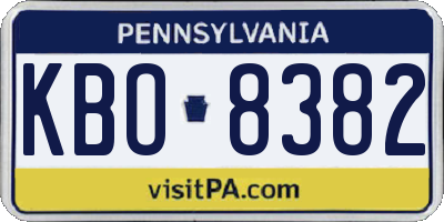 PA license plate KBO8382