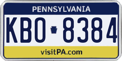 PA license plate KBO8384
