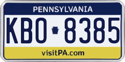 PA license plate KBO8385