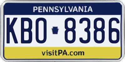 PA license plate KBO8386