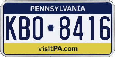 PA license plate KBO8416