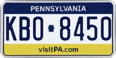 PA license plate KBO8450