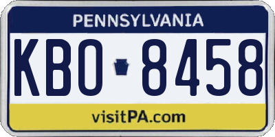 PA license plate KBO8458