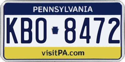 PA license plate KBO8472
