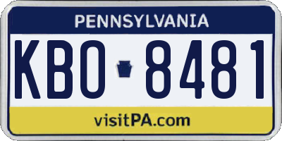 PA license plate KBO8481