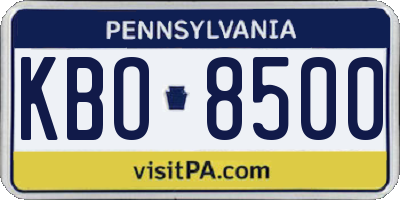 PA license plate KBO8500
