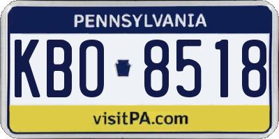 PA license plate KBO8518