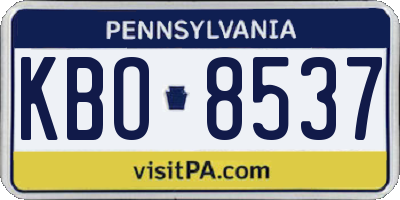 PA license plate KBO8537
