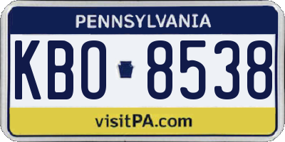 PA license plate KBO8538