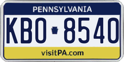 PA license plate KBO8540