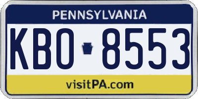 PA license plate KBO8553