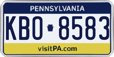 PA license plate KBO8583
