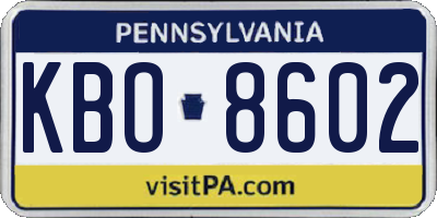 PA license plate KBO8602