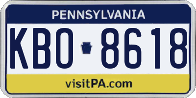 PA license plate KBO8618