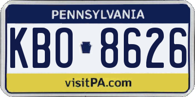 PA license plate KBO8626