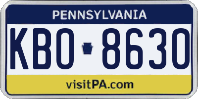 PA license plate KBO8630