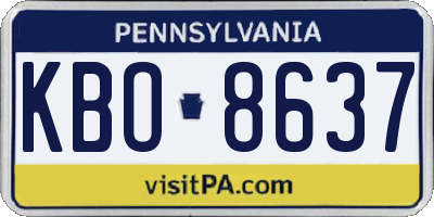 PA license plate KBO8637
