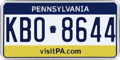 PA license plate KBO8644