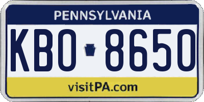 PA license plate KBO8650