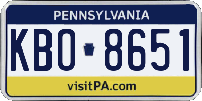PA license plate KBO8651