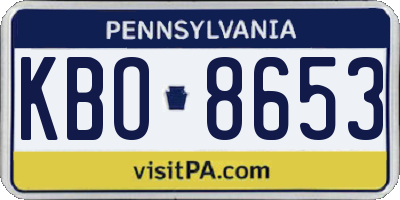 PA license plate KBO8653