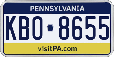 PA license plate KBO8655