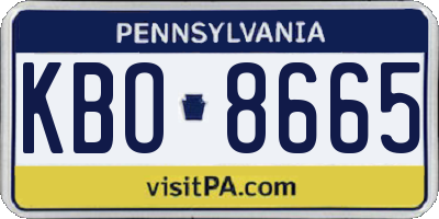 PA license plate KBO8665
