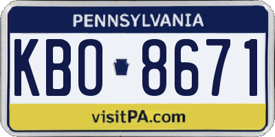 PA license plate KBO8671