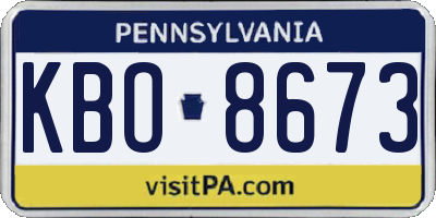 PA license plate KBO8673