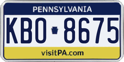 PA license plate KBO8675