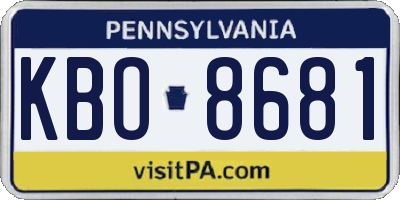 PA license plate KBO8681