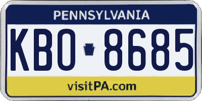 PA license plate KBO8685