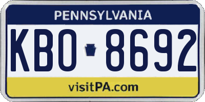 PA license plate KBO8692