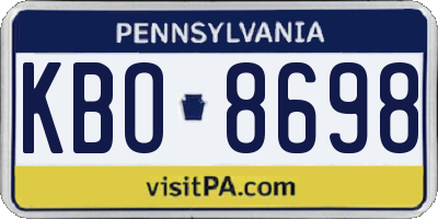PA license plate KBO8698