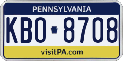 PA license plate KBO8708