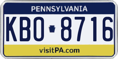 PA license plate KBO8716