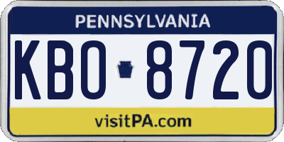 PA license plate KBO8720