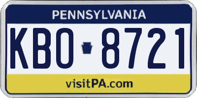 PA license plate KBO8721