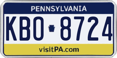 PA license plate KBO8724