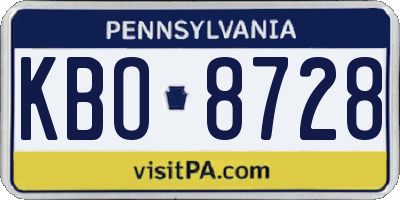 PA license plate KBO8728