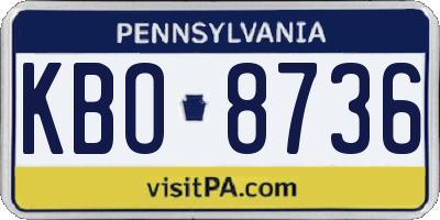 PA license plate KBO8736
