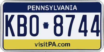 PA license plate KBO8744