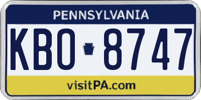PA license plate KBO8747