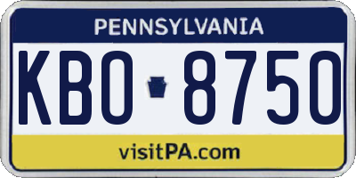 PA license plate KBO8750