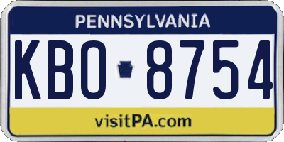 PA license plate KBO8754