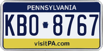 PA license plate KBO8767